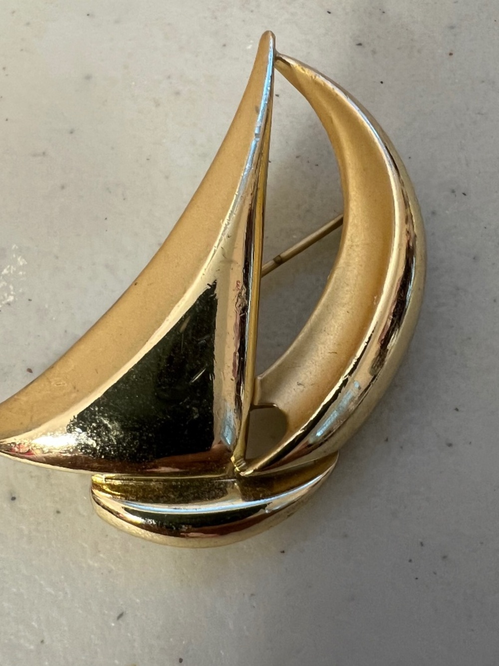 Vintage St. John Gold Tone Retro  Sailboat Classic Nautical Brooch